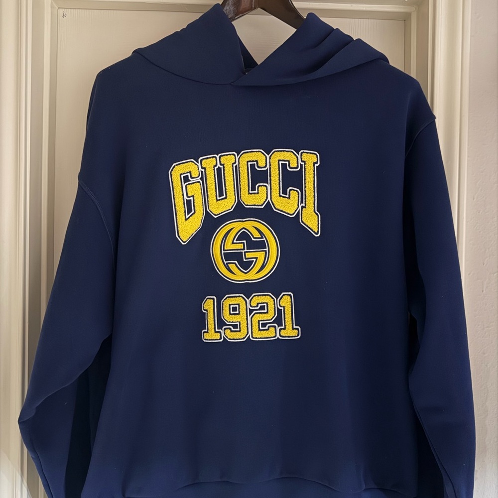 Gucci Dark Blue Sweatshirt with Yellow Accents